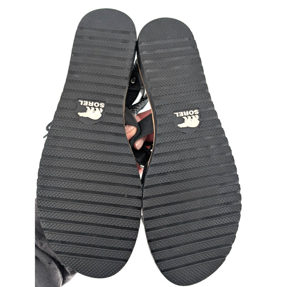 Sorel Ella Womens Black Leather Lace‎ Up Strappy Gladiator Back Zip Flat Sandals - Picture 10 of 11
